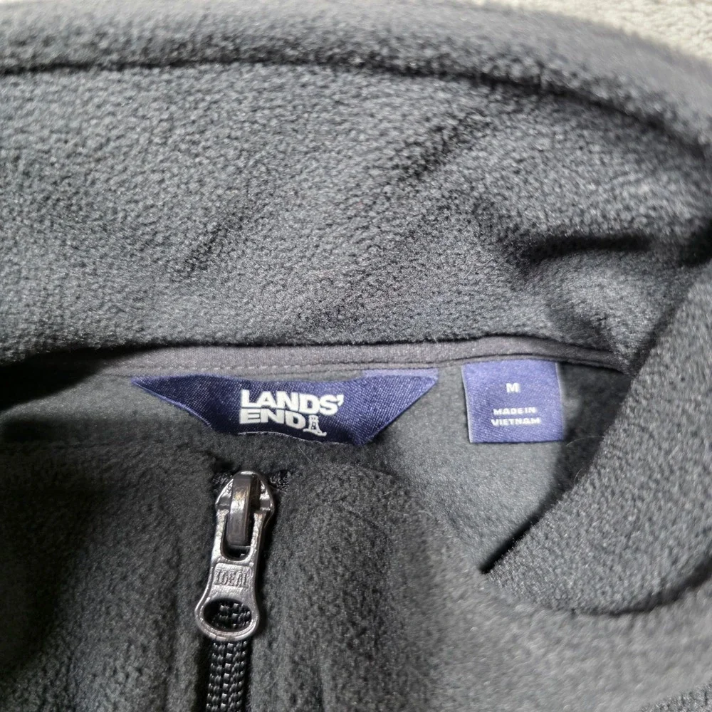Lands End Gray Fleece Full Zip Jacket Women's Medium‎ Polyester Cozy Warm